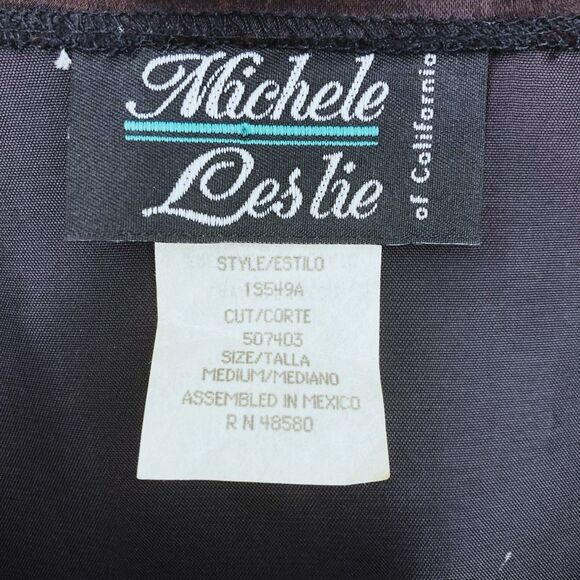 Michele Leslie 80s Vintage Velvet Vest M Metallic Tribal Boho - Picture 13 of 14